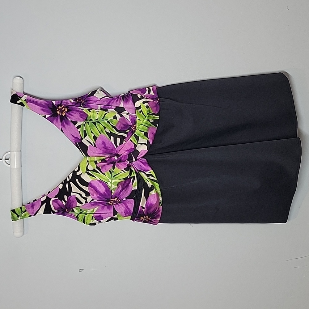 Longitude Plus Size One Piece Skirted Floral Swimsuit